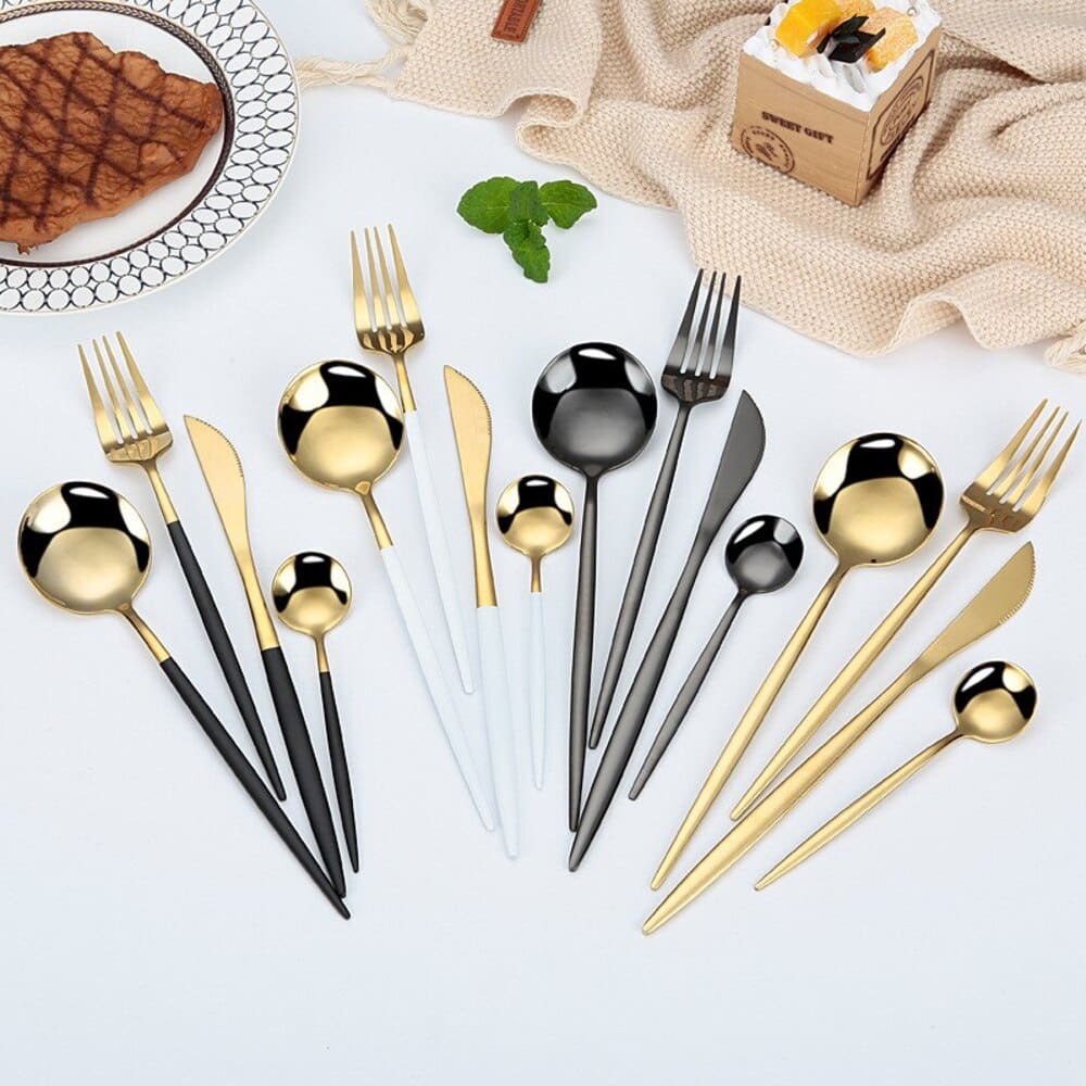 Conjunto de Talheres de Aço Inoxidável 24 Peças - Qualidade Premium