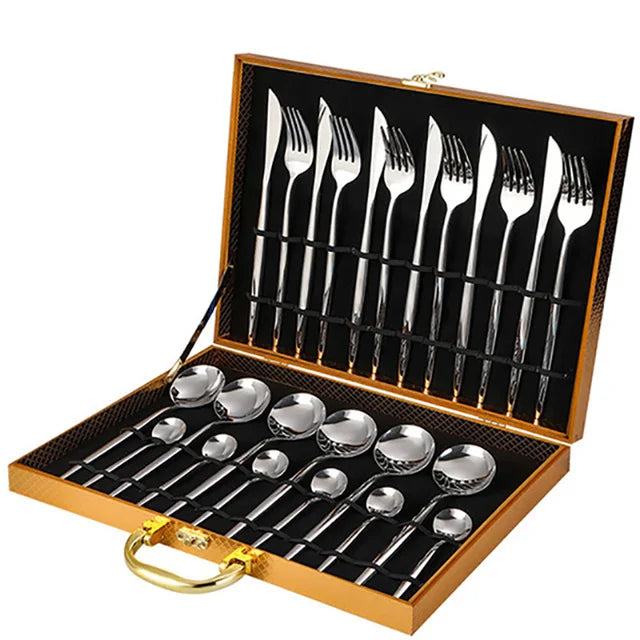 Conjunto de Talheres de Aço Inoxidável 24 Peças - Qualidade Premium