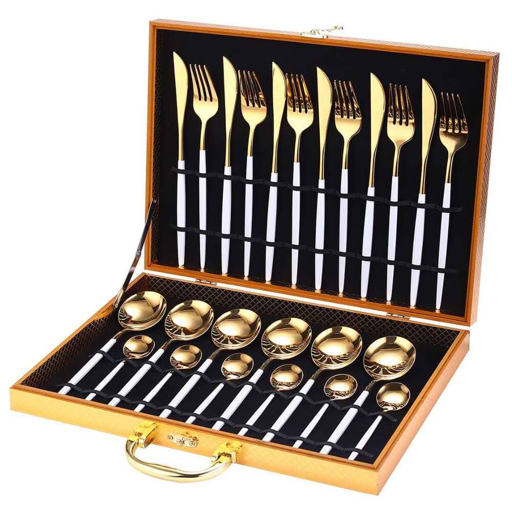 Conjunto de Talheres de Aço Inoxidável 24 Peças - Qualidade Premium