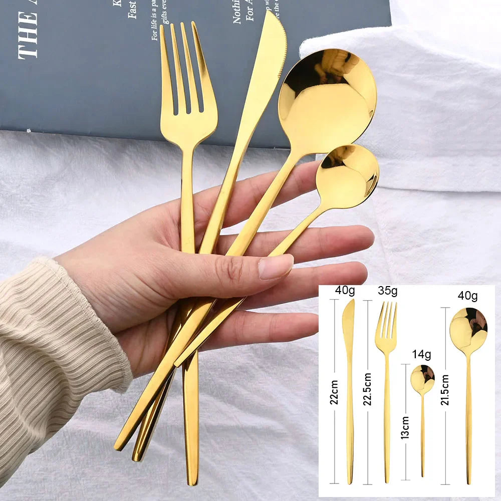 Conjunto de Talheres de Aço Inoxidável 24 Peças - Utensílios de Mesa Duráveis e Elegantes