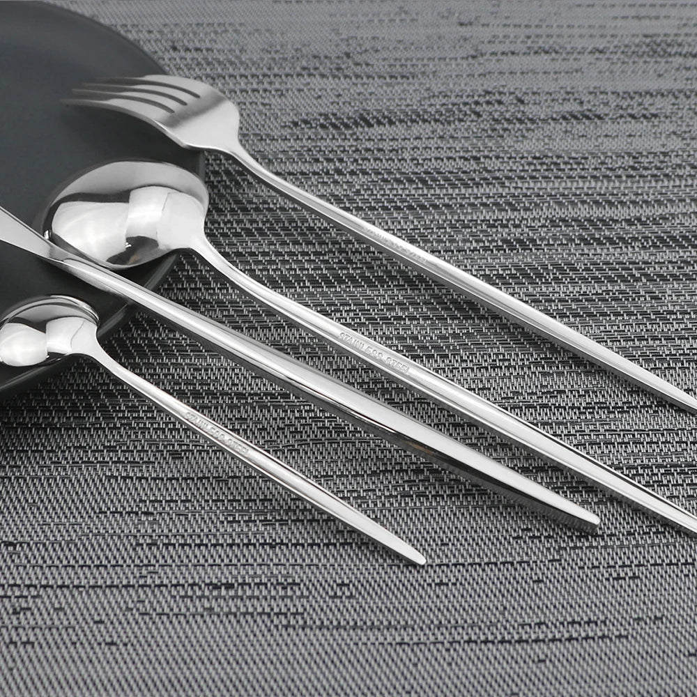 Conjunto de Talheres de Aço Inoxidável 24 Peças - Utensílios de Mesa Duráveis e Elegantes