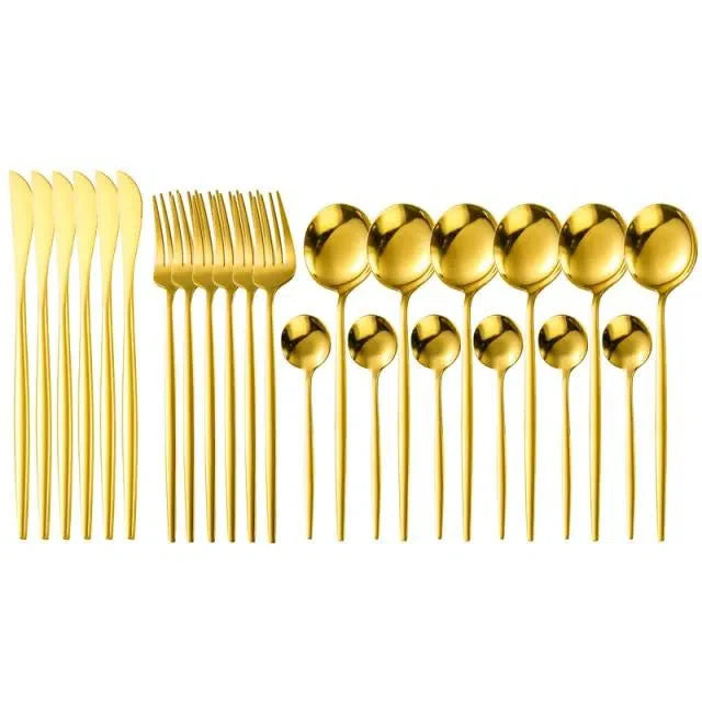 Conjunto de Talheres de Luxo 24 Peças em Aço Inoxidável - Elegante e Durável
