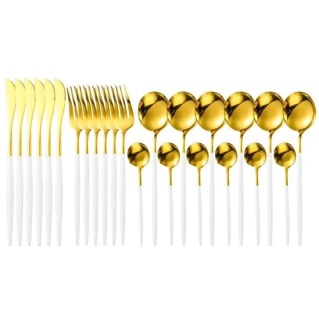 Conjunto de Talheres de Luxo 24 Peças em Aço Inoxidável - Elegante e Durável