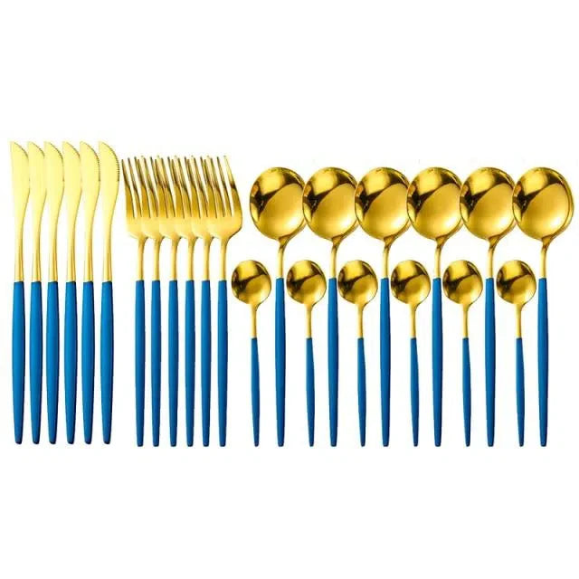 Conjunto de Talheres de Luxo 24 Peças em Aço Inoxidável - Elegante e Durável