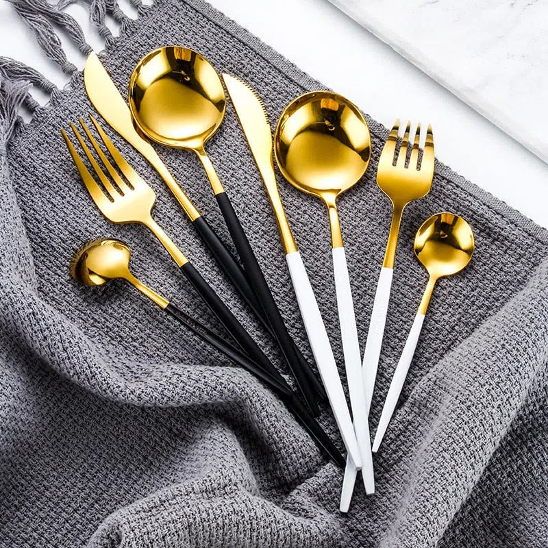Conjunto de Talheres de Luxo 24 Peças em Aço Inoxidável - Elegante e Durável