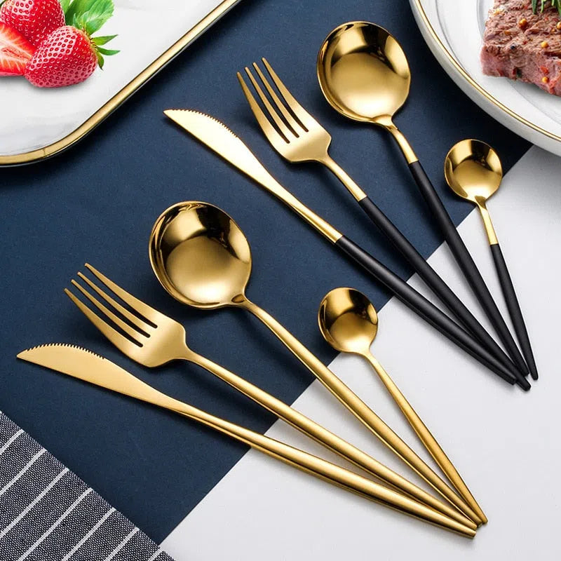 Conjunto de Talheres de Luxo 24 Peças em Aço Inoxidável - Elegante e Durável