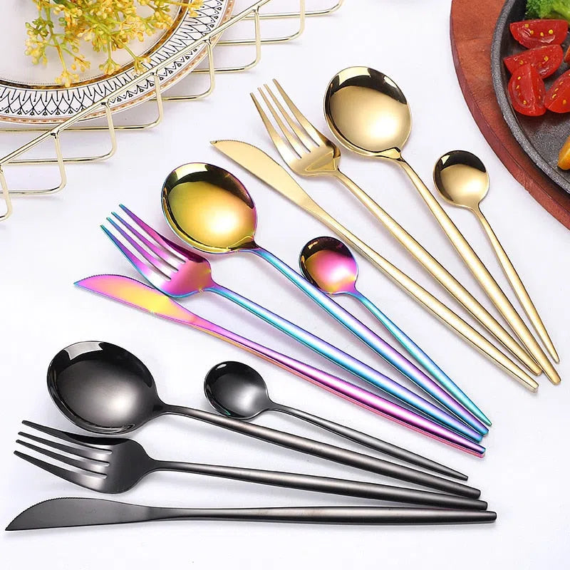 Conjunto de Talheres de Luxo 24 Peças em Aço Inoxidável - Elegante e Durável
