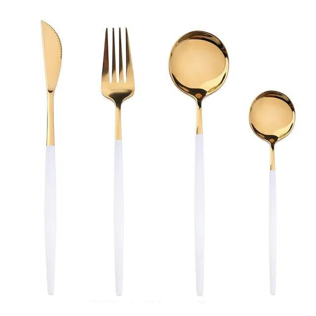 Conjunto de Talheres de Luxo 4 Peças - Aço Inoxidável para Jantar