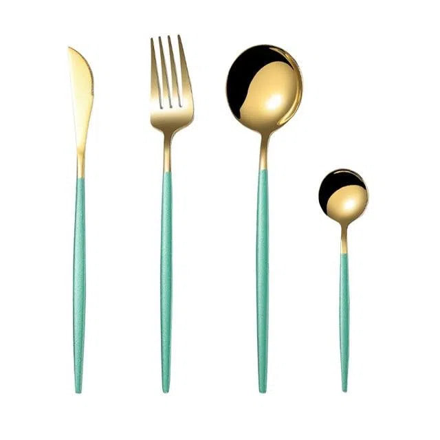 Conjunto de Talheres de Luxo 4 Peças - Aço Inoxidável para Jantar