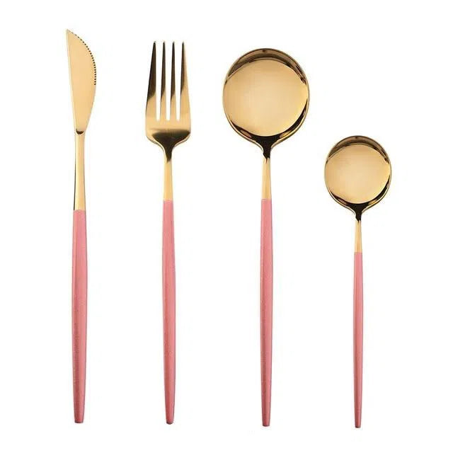 Conjunto de Talheres de Luxo 4 Peças - Aço Inoxidável para Jantar