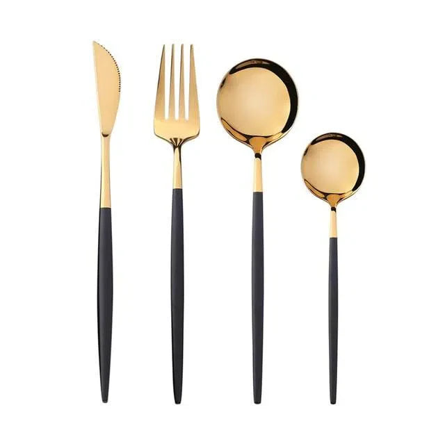 Conjunto de Talheres de Luxo 4 Peças - Aço Inoxidável para Jantar