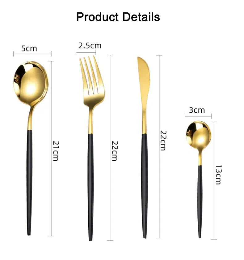 Conjunto de Talheres de Luxo 4 Peças - Aço Inoxidável para Jantar