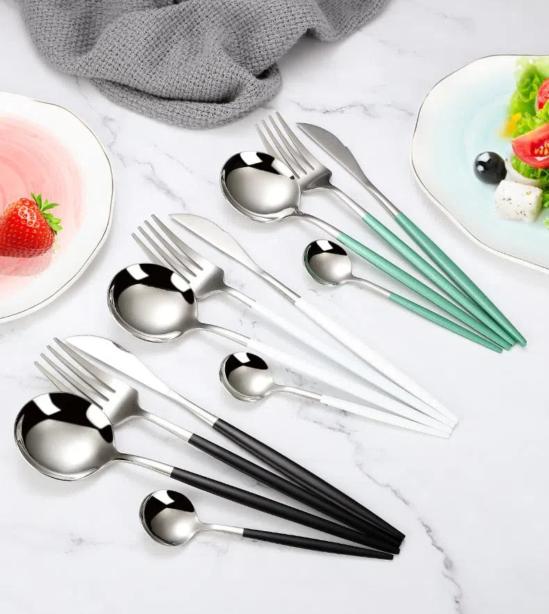 Conjunto de Talheres de Luxo 4 Peças - Aço Inoxidável para Jantar