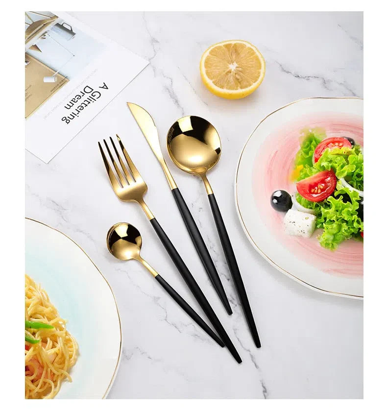 Conjunto de Talheres de Luxo 4 Peças - Aço Inoxidável para Jantar