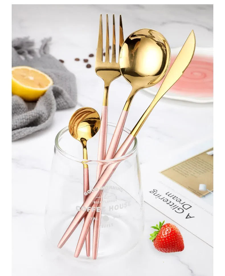 Conjunto de Talheres de Luxo 4 Peças - Aço Inoxidável para Jantar