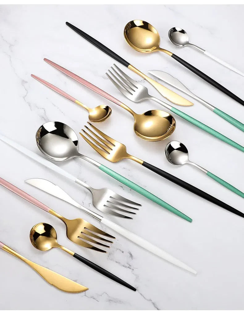 Conjunto de Talheres de Luxo 4 Peças - Aço Inoxidável para Jantar