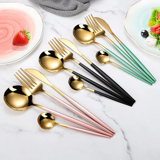 Conjunto de Talheres de Luxo 4 Peças - Aço Inoxidável para Jantar
