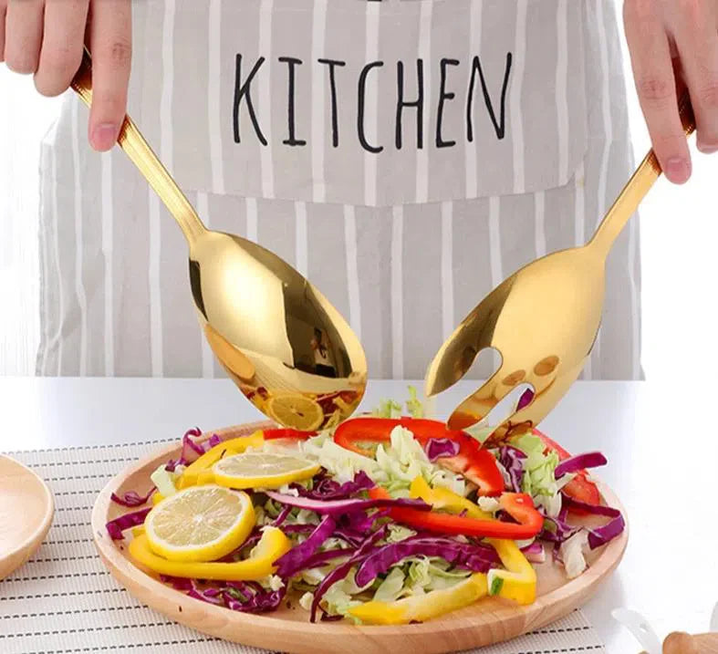 Conjunto de Talheres para Salada em Aço Inoxidável - 16 Peças