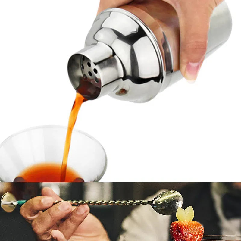 Conjunto de Utensílios de Coquetelaria Profissional com Suporte de Bambu - 12 Peças