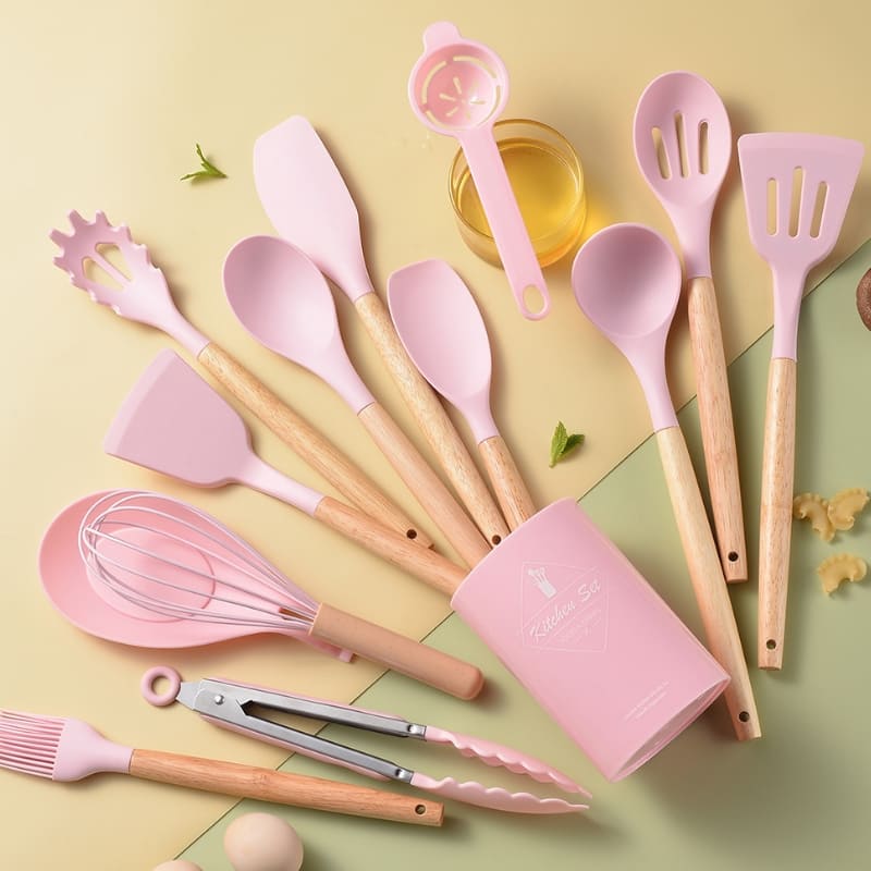 Conjunto de Utensílios de Cozinha 14 Peças em Silicone com Organizador
