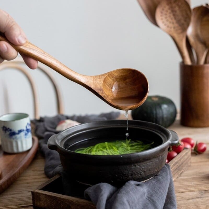 Conjunto de Utensílios de Cozinha em Madeira - 7 Peças