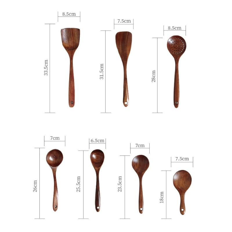 Conjunto de Utensílios de Cozinha em Madeira - 7 Peças
