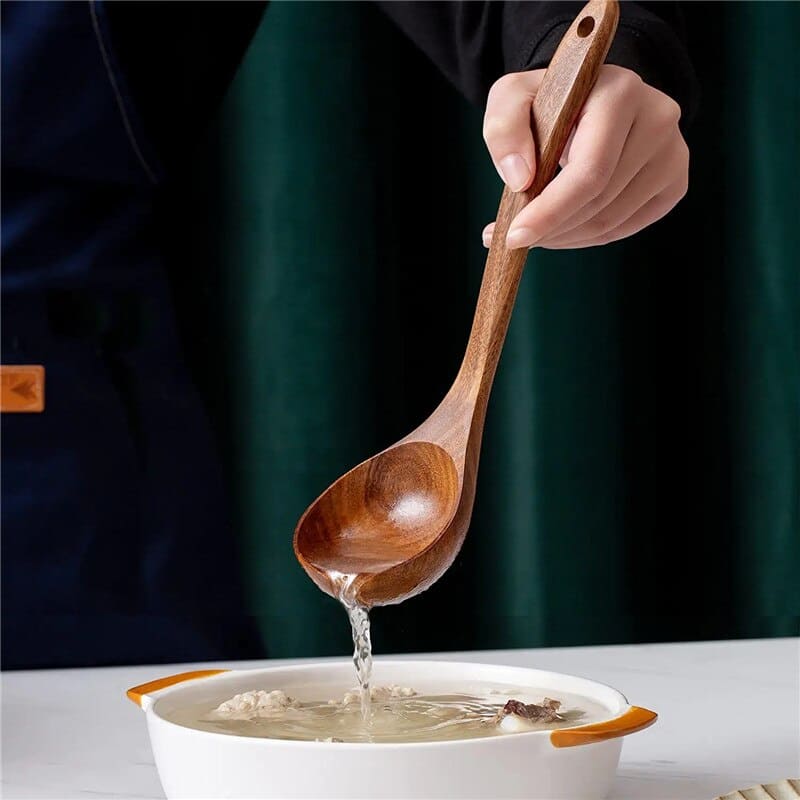 Conjunto de Utensílios de Cozinha em Madeira - 7 Peças