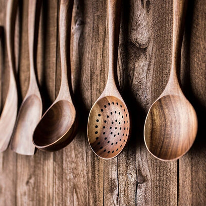 Conjunto de Utensílios de Cozinha em Madeira - 7 Peças