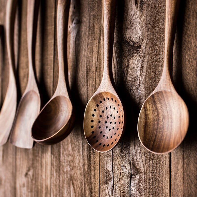 Conjunto de Utensílios de Cozinha em Madeira - 7 Peças