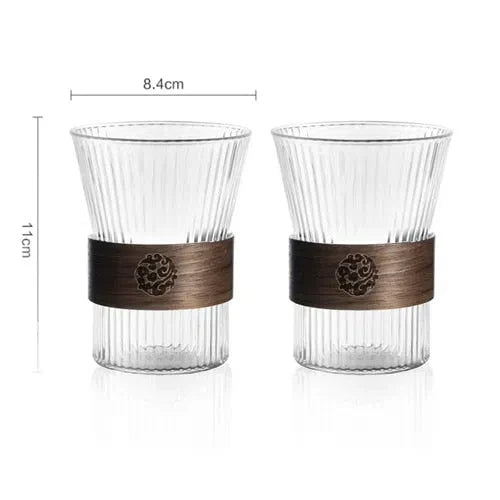 Copo Canelado de Vidro Estilo Japonês - Design Elegante para Bebidas