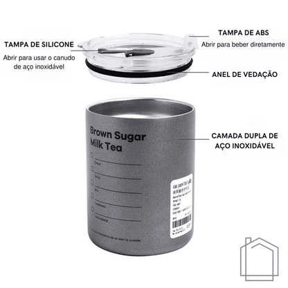 Copo Térmico Inox para Café com Tampa Hermética - Manutenção de Temperatura