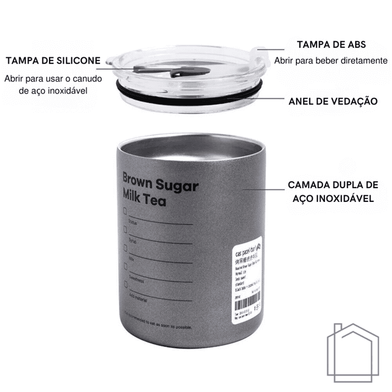 Copo Térmico Inox para Café com Tampa Hermética - Manutenção de Temperatura