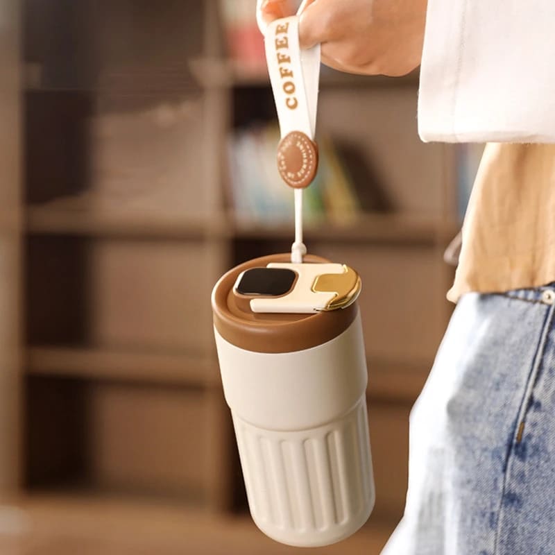 Copo Térmico Inteligente 450ml com Tampa Premium - Ideal para Bebidas Quentes e Frias