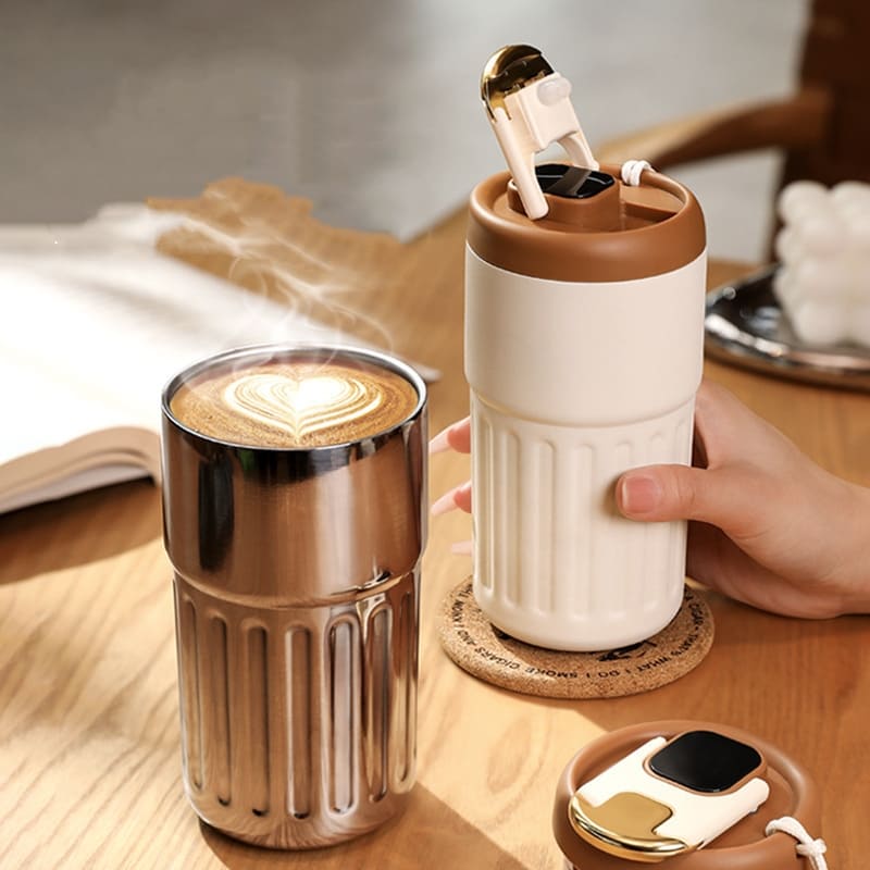 Copo Térmico Inteligente 450ml com Tampa Premium - Ideal para Bebidas Quentes e Frias