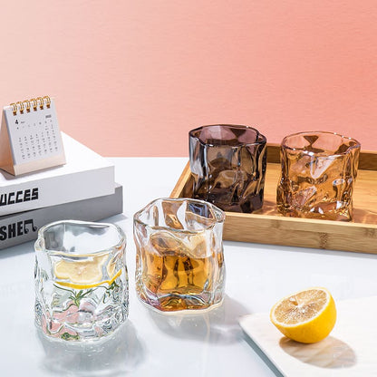 Copo de Whisky de Cristal Irregular para Bar em Casa