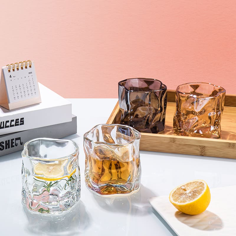 Copo de Whisky de Cristal Irregular para Bar em Casa