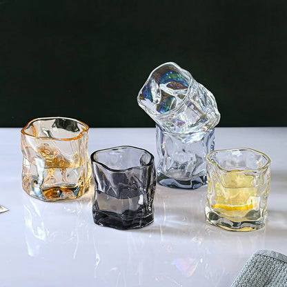 Copo de Whisky de Cristal Irregular para Bar em Casa