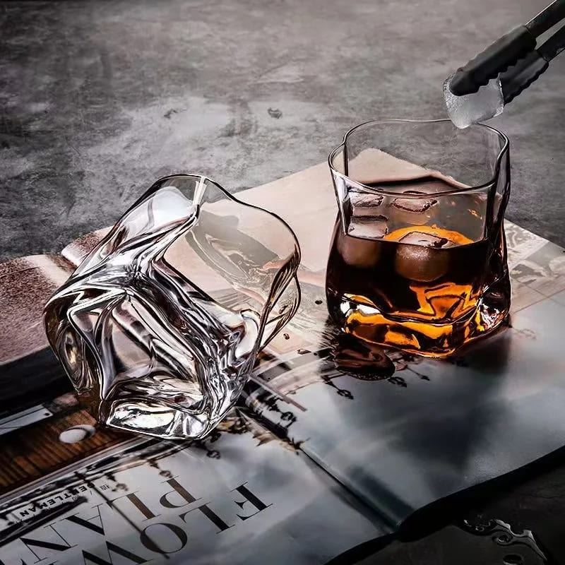 Copo de Whisky de Cristal Irregular para Bar em Casa