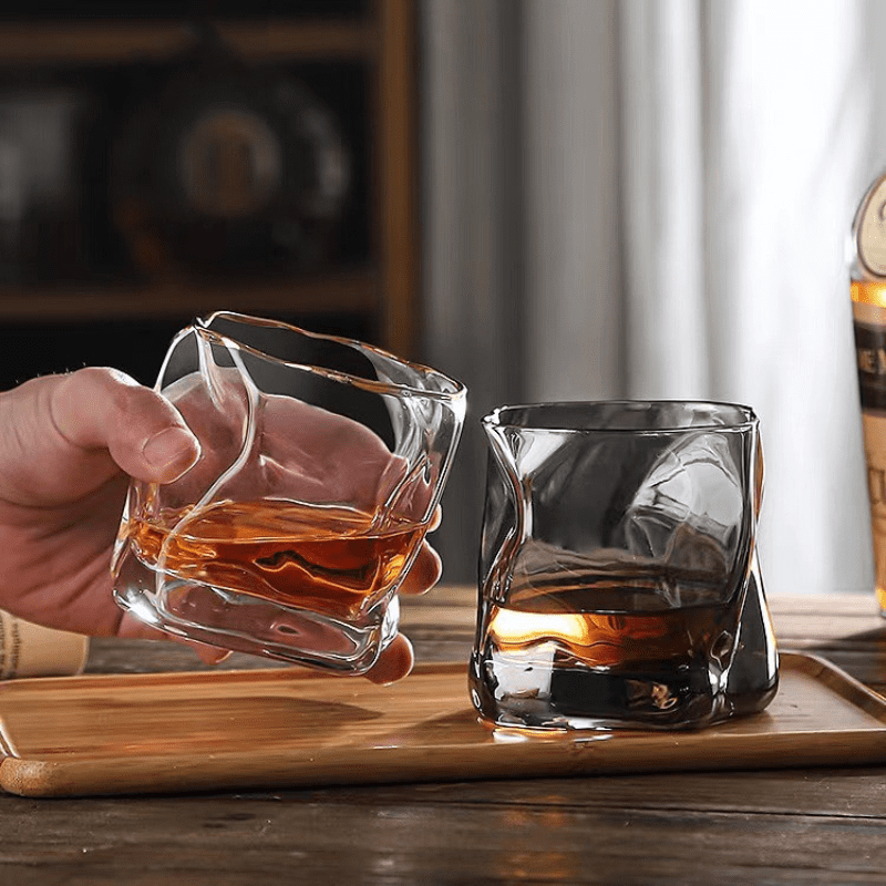 Copo de Whisky de Cristal Irregular para Bar em Casa