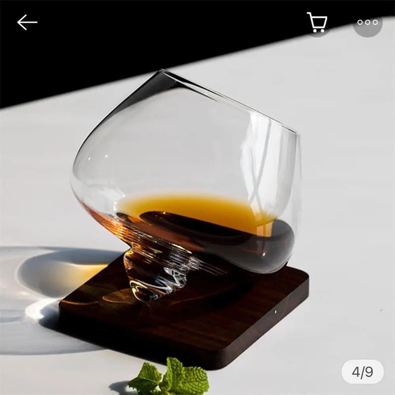 Copo de Whisky em Cristal com Barriga Rotativa para Bar em Casa