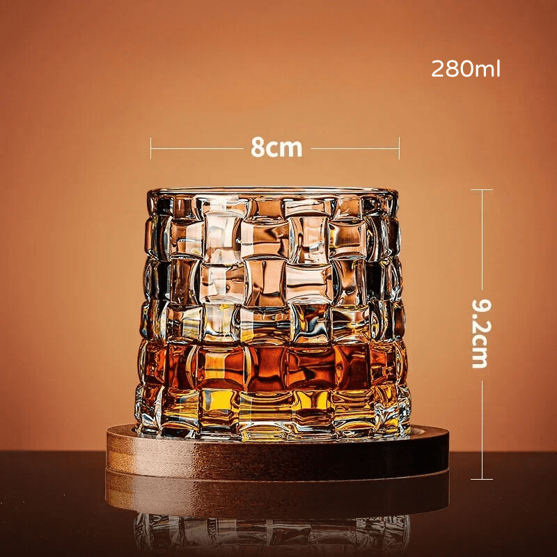 Copo de Whisky em Cristal com Base Rotativa para Bar em Casa