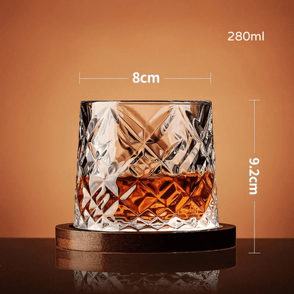 Copo de Whisky em Cristal com Base Rotativa para Bar em Casa