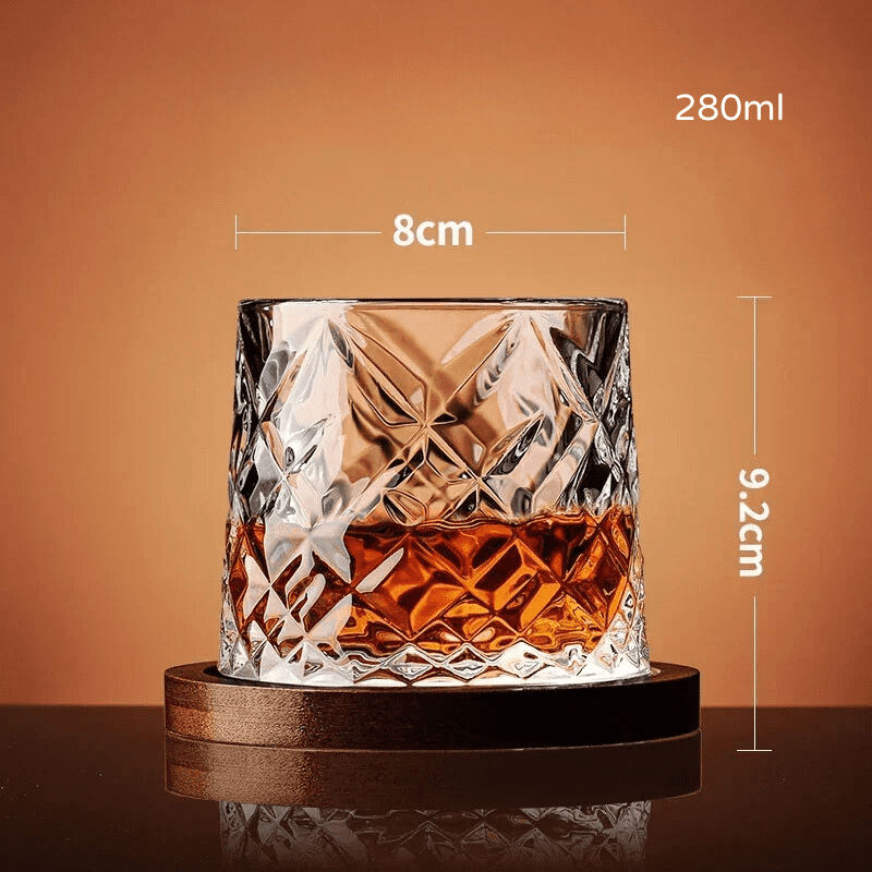 Copo de Whisky em Cristal com Base Rotativa para Bar em Casa