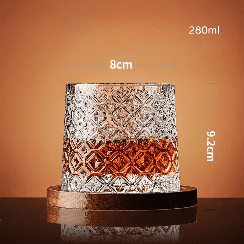 Copo de Whisky em Cristal com Base Rotativa para Bar em Casa