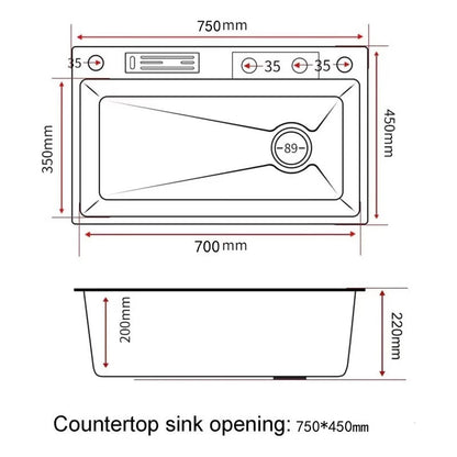Cuba Pia Gourmet Quadrada 75x45cm em Aço Inoxidável 304 com Acessórios Completos para Cozinha