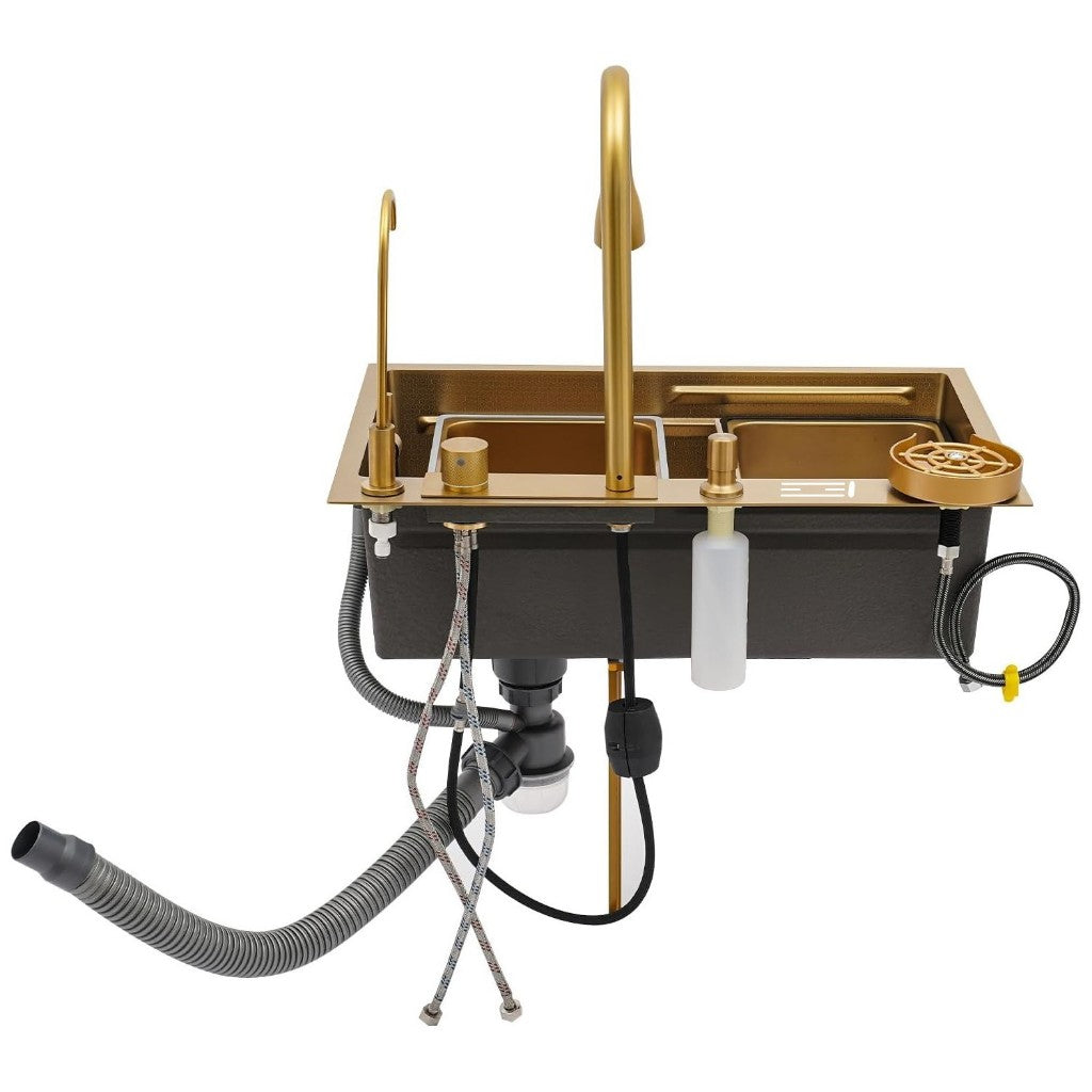 Cuba Pia Gourmet Quadrada 75x45cm em Aço Inoxidável 304 com Acessórios Completos para Cozinha