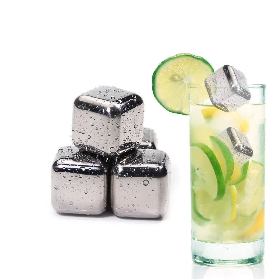 Cubos de Gelo em Aço Inox Reutilizáveis - Conserve Bebidas Geladas