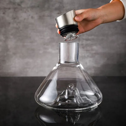 Decanter de Vinho de Vidro Iceberg com Aerador para Home Bar