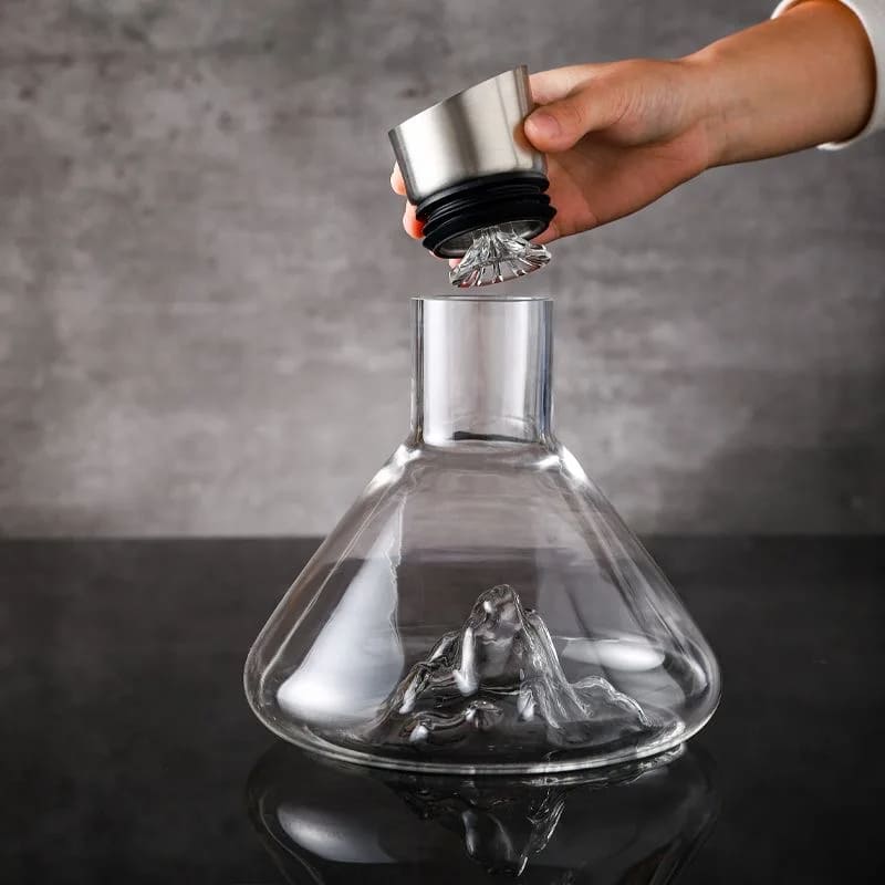 Decanter de Vinho de Vidro Iceberg com Aerador para Home Bar