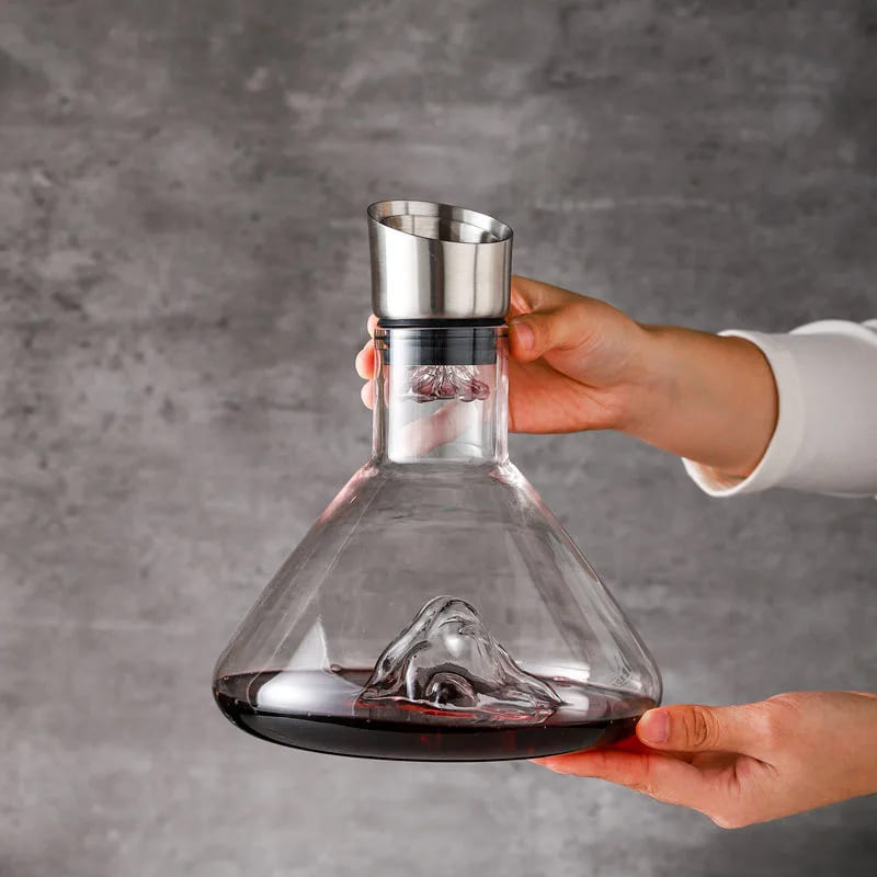 Decanter de Vinho de Vidro Iceberg com Aerador para Home Bar